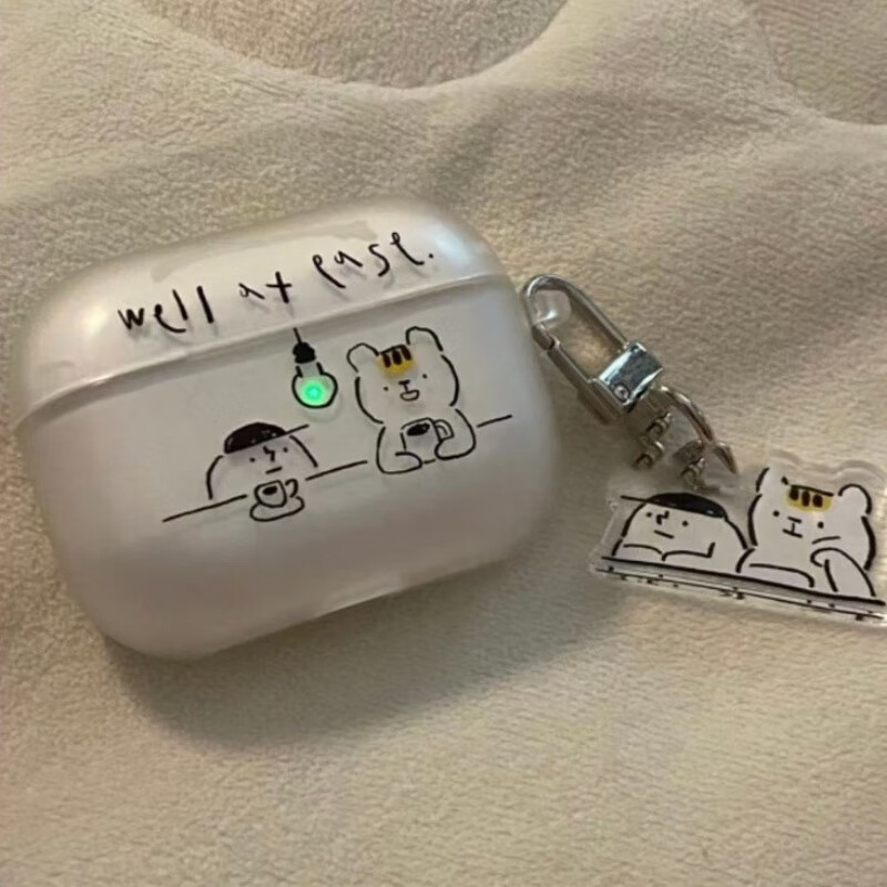 Beiyipin Cute Bear AirPods Case Compatible with AirPods 2/3/4th Gen, Coffee and Light Design, Ins Style Protective Cover for Apple Bluetooth Earphones 2