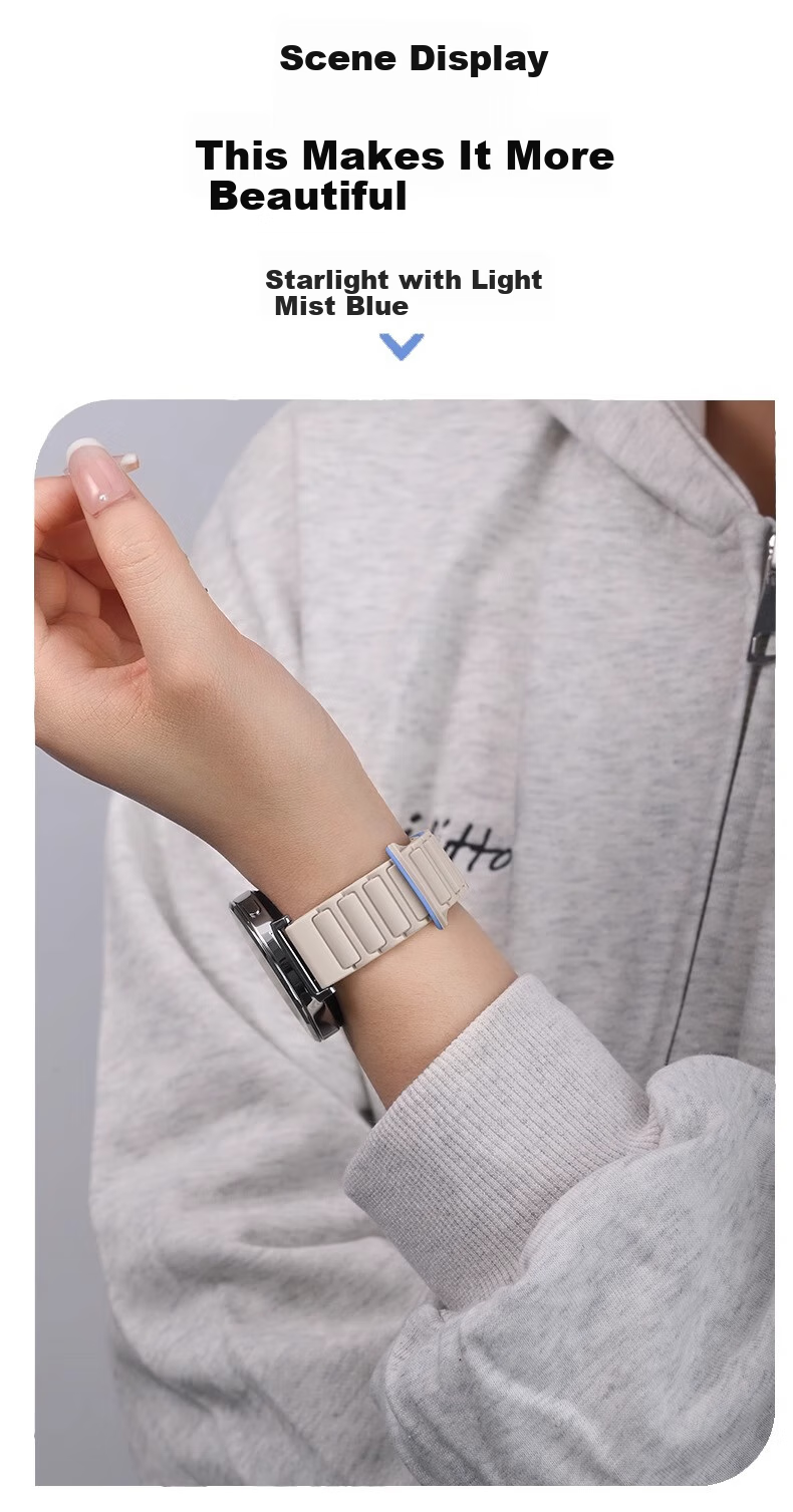 Iboann Compatible with Huawei GT5/GT6 Watch Band for Women, Magnetic Silicone Strap for GT6 PRO, Herringbone Pattern Summer Mint Fresh Women's Watch GT5Pro Wristband 42mm 9