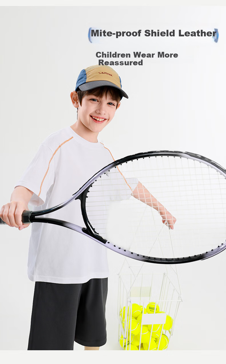 BANDOCIN Boys' Summer Short-Sleeve T-Shirt, 2026 New Style for Older Children, Sports Quick-Dry Top, Twilight Purple-Gray, Size 120 7