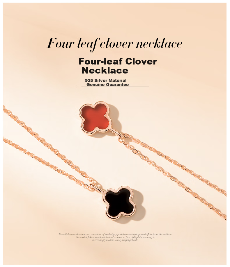 Grace Girl Four-Leaf Clover Necklace for Women, Simple And Elegant Rose Gold Collarbone Chain, Anniversary Birthday Gift for Girlfriend 2