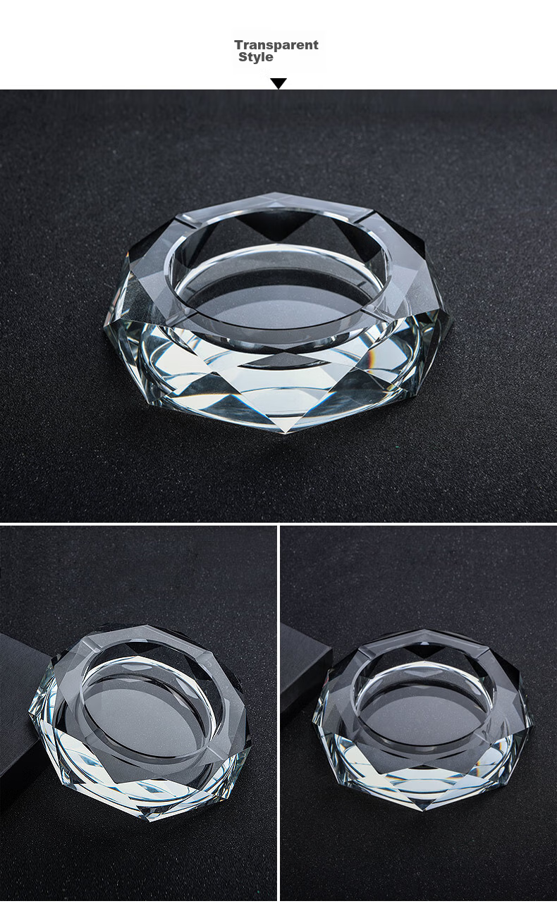 Youjialiangpin Octagonal Crystal Ashtray, Living Room And Conference Room Desktop Decoration, Popular Small Gift, 15CM Large Size 7