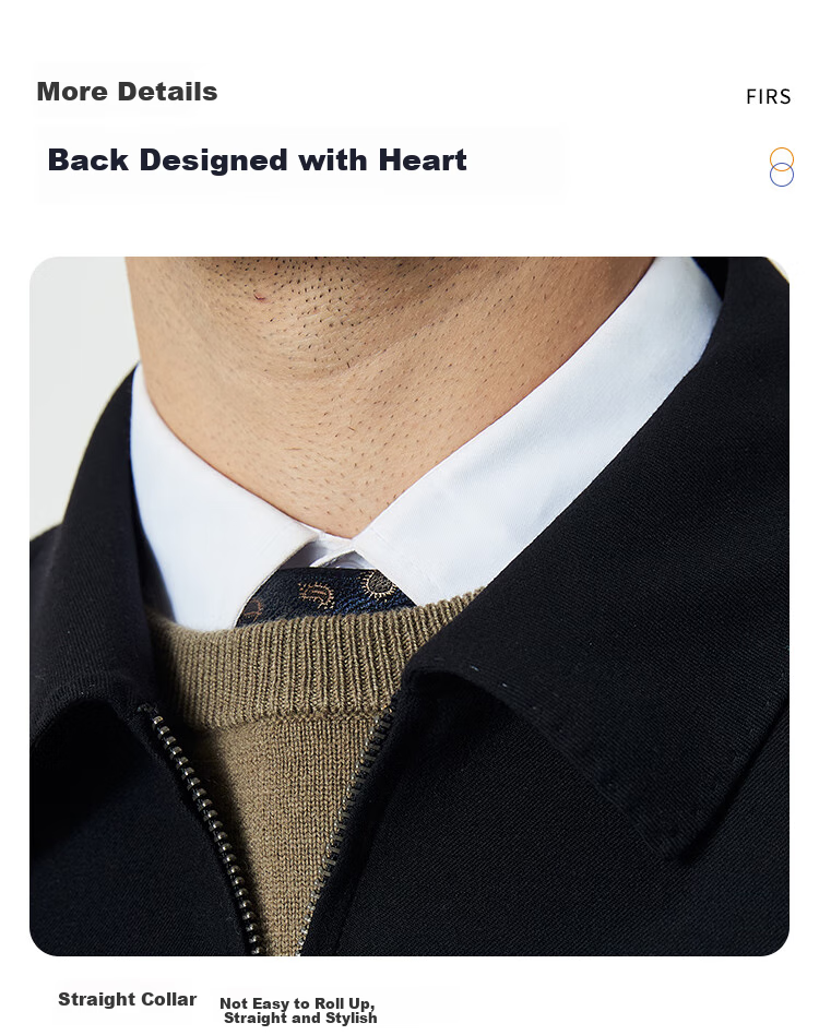 FIRS [Wool Blend] Executive Jacket for Men, Spring And Autumn Business Casual Commute Lapel Zipper Cardigan Short Coat 3
