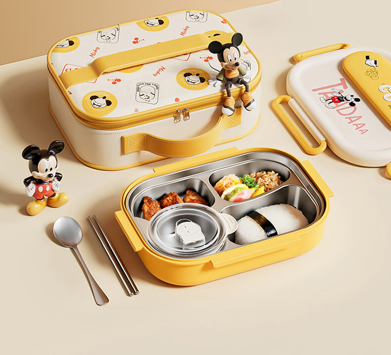 Ymer Children's Insulated Lunch Box Student Special School Partition Bento Box Office Stainless Steel 316 Mickey 40