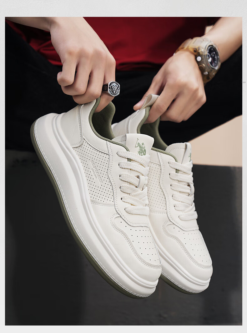 U.S. POLO ASSN. Men's Shoes, Spring And Summer New Style Breathable White Sneakers, Outdoor Casual Shoes for Men, Soft-Soled Lightweight Skateboard Shoes for Me 5