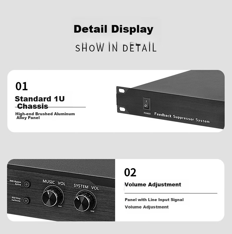 Shuledi SD-099 Domestic Feedback Suppressor, 4-Channel Microphone Mixer with Feedback Elimination, Anti-Howl Equalizer, Preamp Effects Processor for KTV Sound System, Conference Speaker, And Performance 8