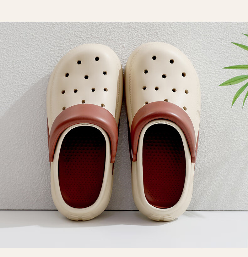 GUOLUOFEI Thick-Soled Perforated Shoes for Men And Women, Summer Beach Non-Slip Heightening Closed-Toe Outdoor Sandals, Black, Size 42-43 4