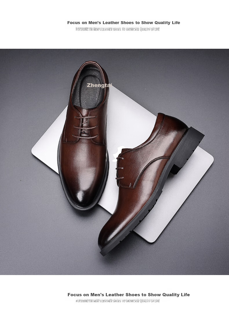 Zhengtai British Men's Leather Shoes, Business Formal Dress Shoes for Men, Breathable Soft Leather, Wear-Resistant Men's Shoes, Summer JZ0208, Black Hollow Design, Size 43 9