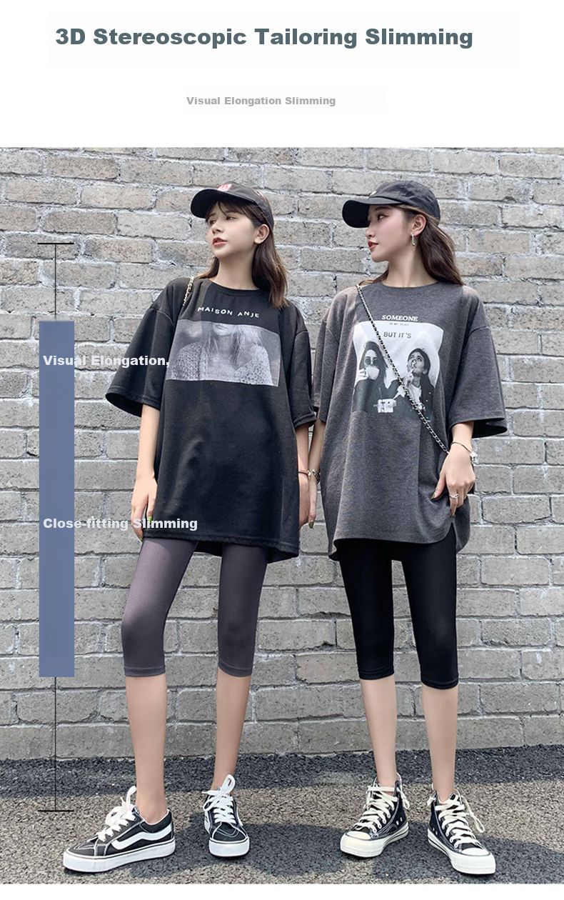 LangSha Ice Silk Leggings for Women, Summer Thin Seven-Point Pants, Elastic Slimming Magic Pants, Black Tight-Fitting Skinny Pants for Outer Wear 6