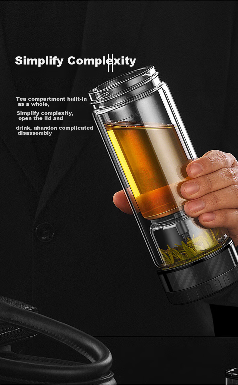 Chazhilian Tea Infuser Cup, High-End Double-Layer Glass Mug for Men And Women, Specialized for Brewing Tea in Office, Mid-Autumn Festival Gift 2