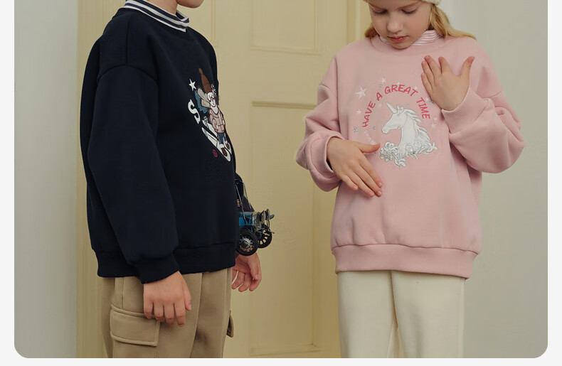 DAVE & BELLA Children's Fleece-Lined Sweatshirt, Girls' Autumn And Winter Wear, Boys' Clothing, Girls' Turtleneck Top, Children's Apparel 1