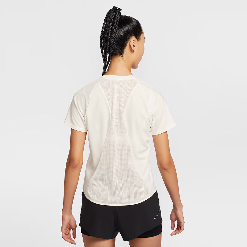 NIKE Women's Short-Sleeve T-Shirt, Knitted Collarless, Sporty Casual, Simple Versatile HM9699-133 White S 2