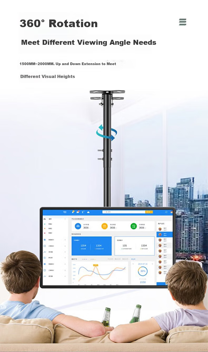 Beishi TV Wall Mount Universal Rotating Bracket for Ceiling TV Mounting [50-86 Inches] 1.5m Adjustable Angle Hanging Rod 6