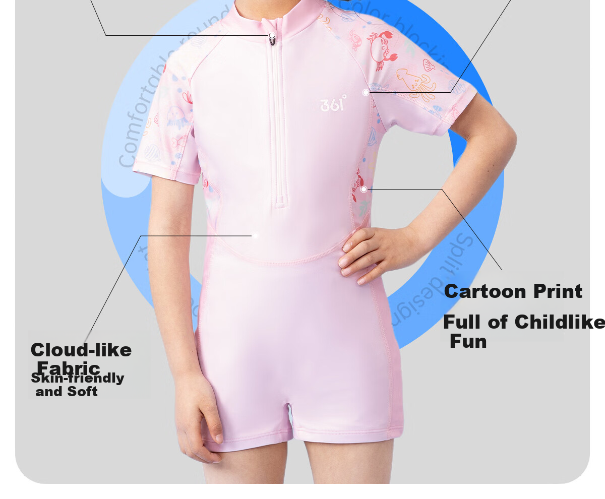 361° Children's Swimsuit One-Piece Square Leg for Girls, Professional Training Swimwear for Toddlers And Older Kids 6