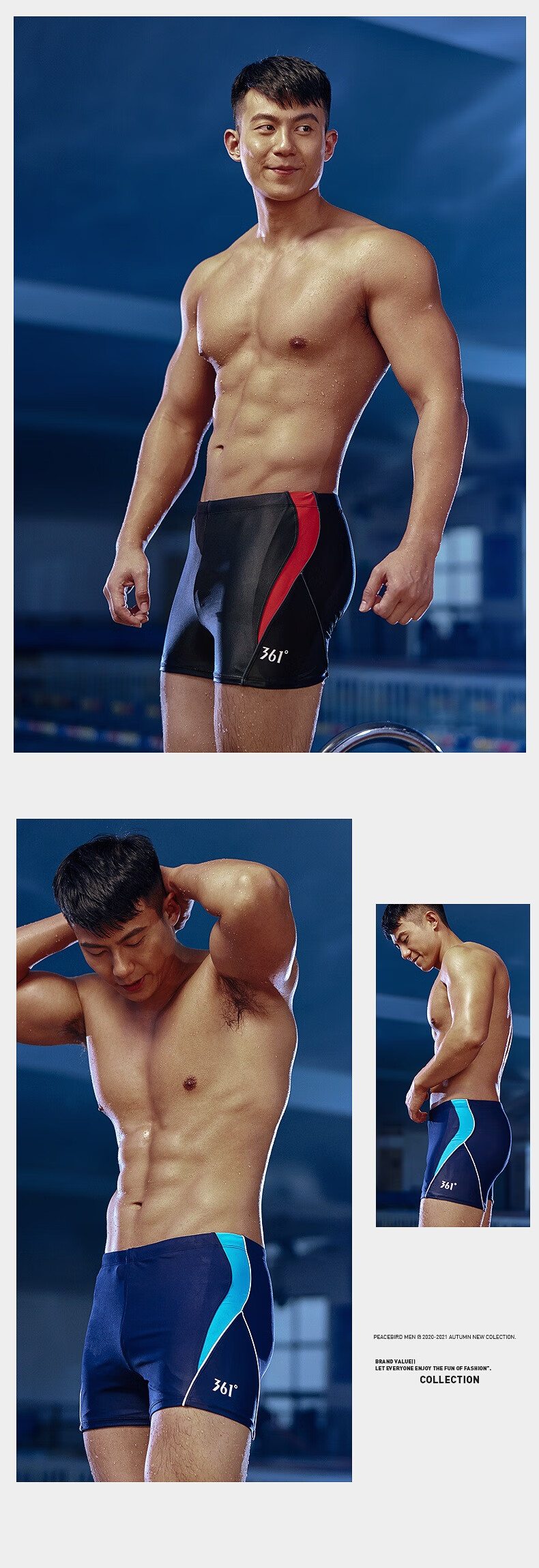 361° Men's Swim Trunks, Swimming Goggles And Cap Set, Square-Leg Swimwear, Professional Training Swimming Shorts, Anti-Embarrassment Quick-Dry Large Size Shorts 14