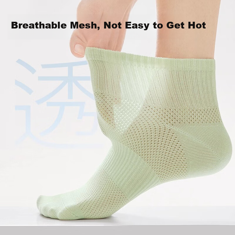 LangSha Summer Socks for Women, Pure Cotton 5A Antibacterial Mesh Breathable Comfortable Odor-Resistant All-Cotton Sweat-Absorbing Thin Mid-Calf Socks