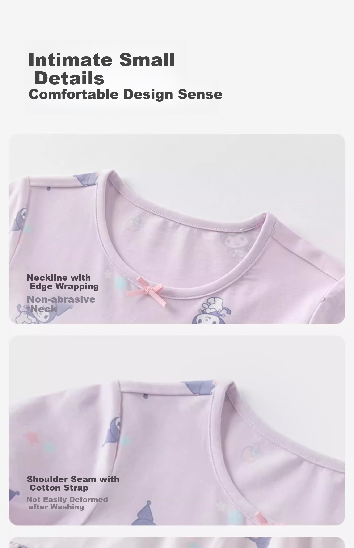 DAVE & BELLA Kuromi Collaboration Girls' Home Wear Set Summer Outfit for Older Children Antibacterial Pajamas 14
