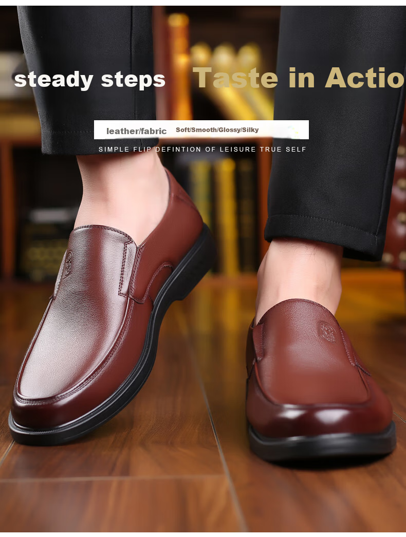 LAORENTOU Men's Leather Shoes, Business Comfortable Slip-On Shoes, Soft-Soled Driving Shoes, Lightweight Dad Soft Leather Shoes, A90194, Black, Size 40 7