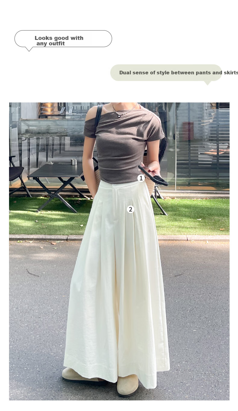 LangSha High-Waisted Casual Skirt Pants, Summer Lightweight Straight-Leg Draping Slimming Wide-Leg Pants, Flowing A-Line Skirt Casual Trousers for Wome 7