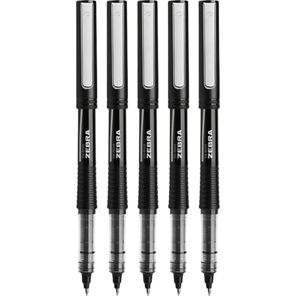 ZEBRA Silver Snake Direct Liquid Signature Pen, 0.5mm Bullet Tip, Pull-Cap Gel Pen, Student Exam Writing And Note-Taking Pen, Office Black Pen, C-JB1 Black, Pack of 5