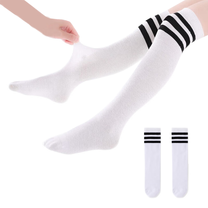 Banbi Children's Soccer Socks, Summer Thin Mesh, Student Sports Over-Knee Long Cotton Socks, B0531, Size L