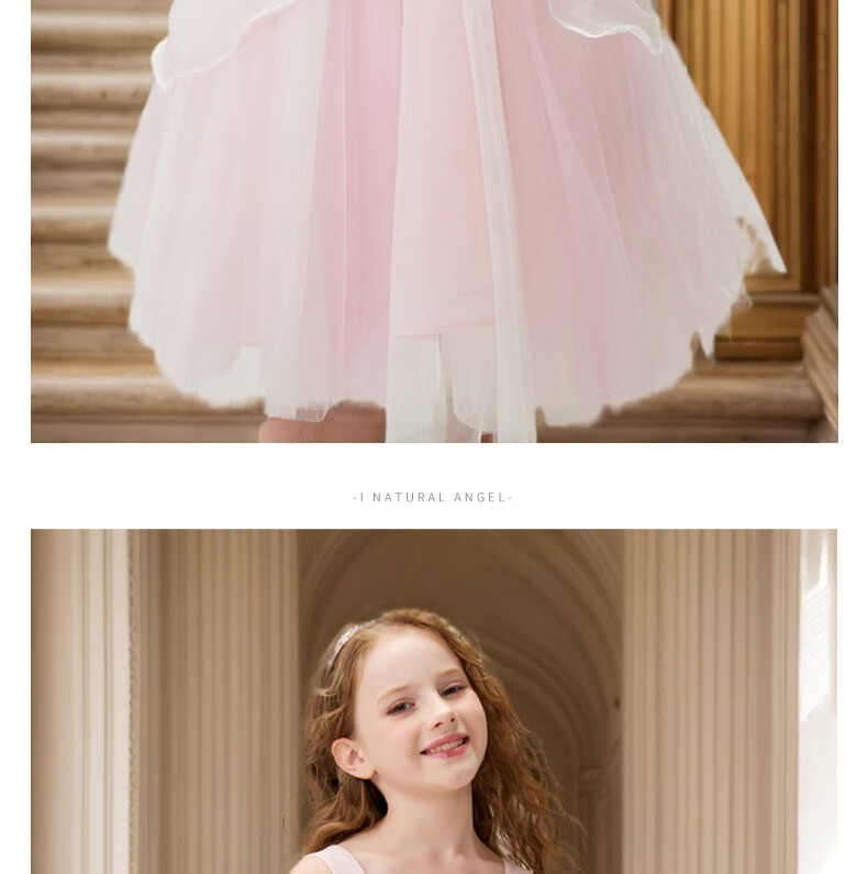 I natural Angel Sleeping Beauty Aurora Princess Dress Girls Pink Fairy Tale Forest Style Birthday Dress 14
