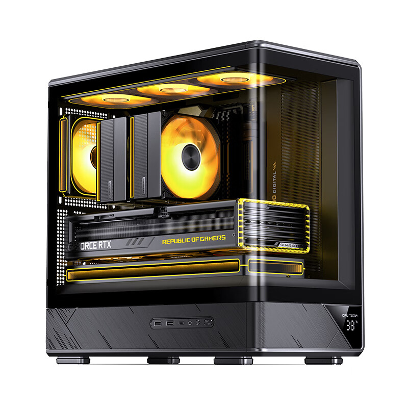 Корпус Jonsbo D200 черный MATX, панорамный дизайн, поддержка радиатора 240 мм, ATX PSU, цифровой дисплей, Type-C Gen2 10Gbps+