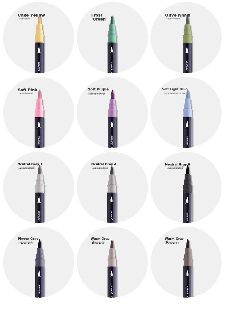 Monami Colorful Showy Brush, Soft Tip, Elastic Journal Brush, English Calligraphy Brush, Macaron 6-Color Set 04038Z06-DP Watercolor Brush 17