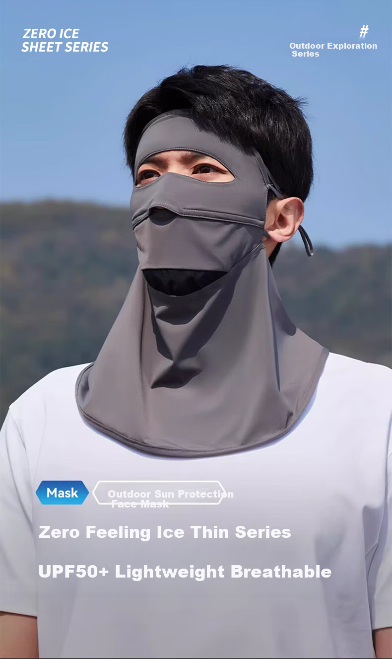 Ousen Sun Protection Face Mask for Men, Summer UV-Resistant, Cycling, Outdoor Hiking, Windproof, Dustproof, Sun-Shading, Ice Silk Full Face Mask 1