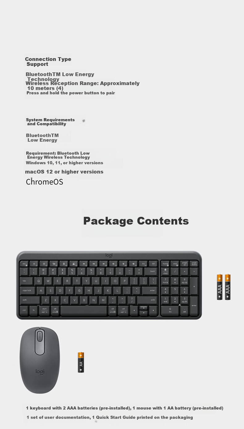 Logitech MK251 Wireless Bluetooth Keyboard And Mouse Combo, Office Business Laptop, Digital Keyboard 99 Keys White Keyboard And Mouse Set (K251 Keyboard + M196 Mouse) 7