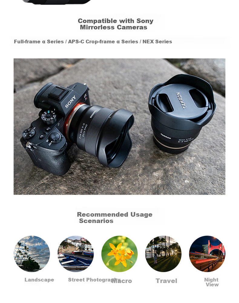 Tamron 24mm F/2.8 Di III OSD M1:2 Macro Wide-Angle Prime Lens for Landscapes And Architecture Street Photography Full-Frame Mirrorless Camera Lens (Sony Full-Frame E-Mount) Filter Kit 4
