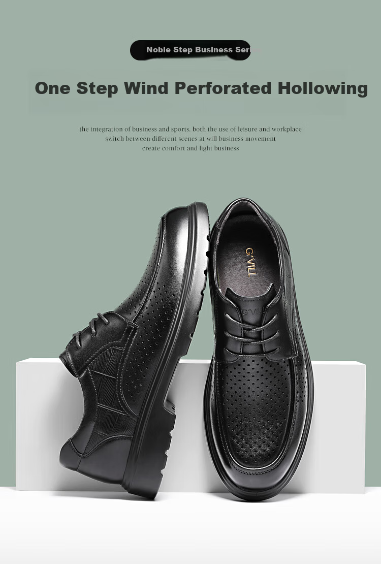 Guizhibu Men's Leather Shoes, Dress Shoes, Business Formal Wear, Genuine Top-Grain Cowhide, 2026 New Style Casual Wedding British Derby Shoes 1
