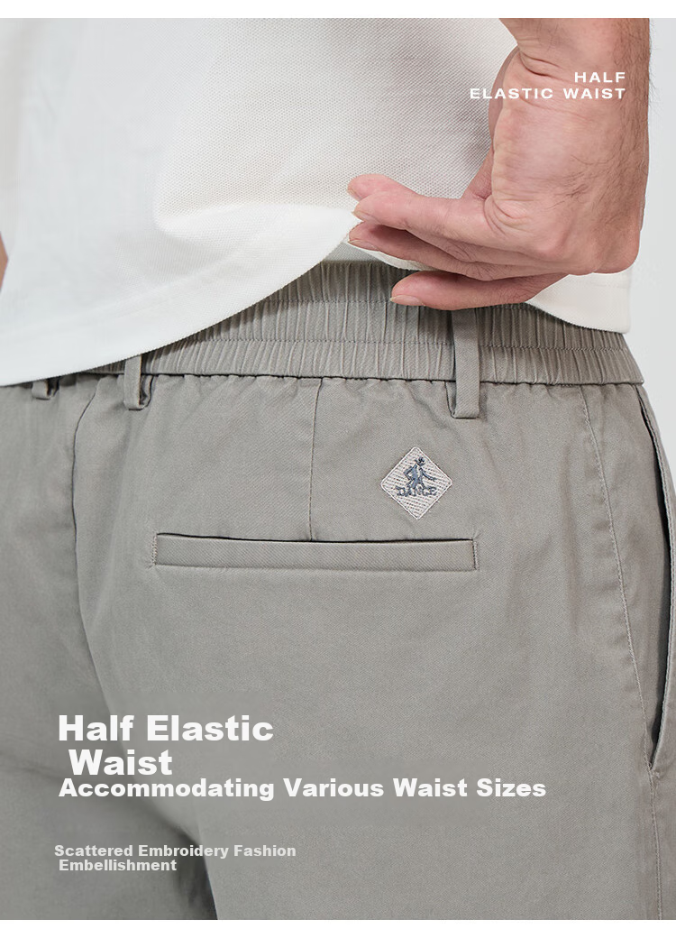 DANCING WOLVES [Dotted Embroidery] Summer Versatile Cotton-Spandex All-Over Printed Lining Men's Casual Shorts, 701 Khaki, Size 29 2
