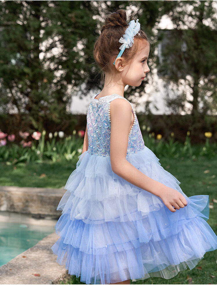 Disney Elsa Girls' Spring Princess Dress New 2026 Kids' Dress 4