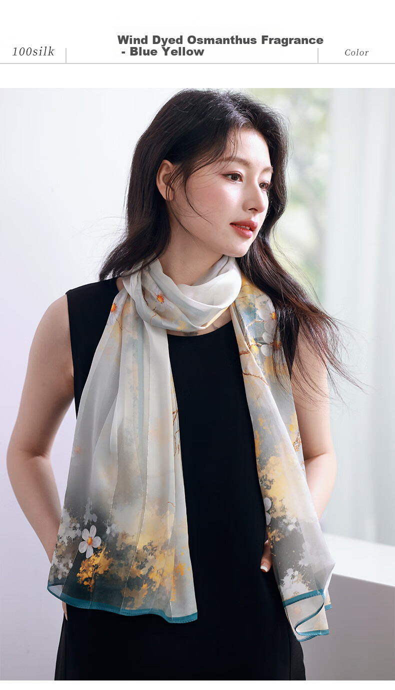 Hangsifu Silk Scarf, Mulberry Silk Shawl, Autumn And Winter Warm Neck Warmer, Birthday Gift for Mom Or Wife 16