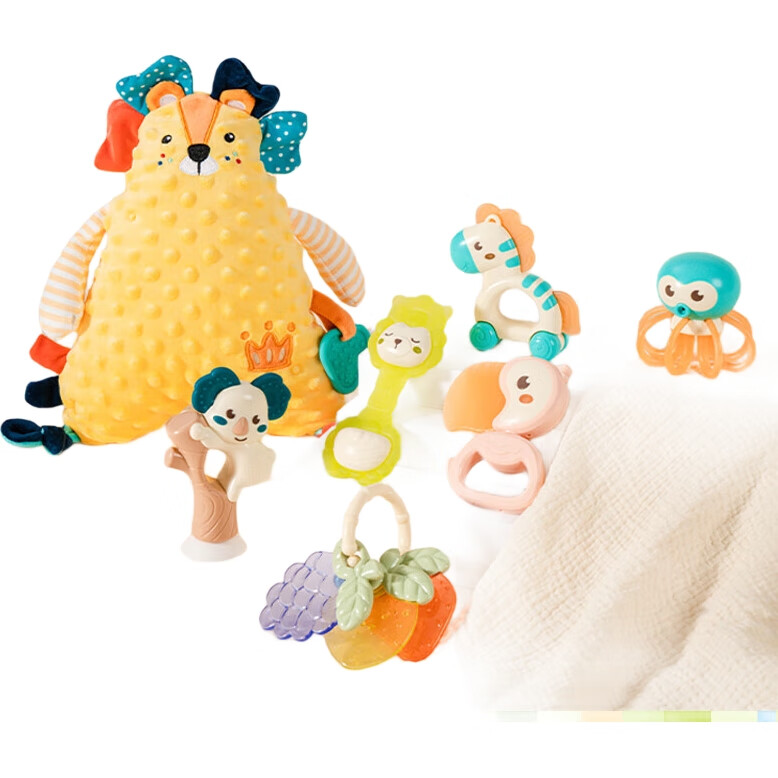 Подарочный набор Jollybaby для новорожденных: погремушка, прорезыватель, развивающая игрушка для захвата, 0-6 месяцев
