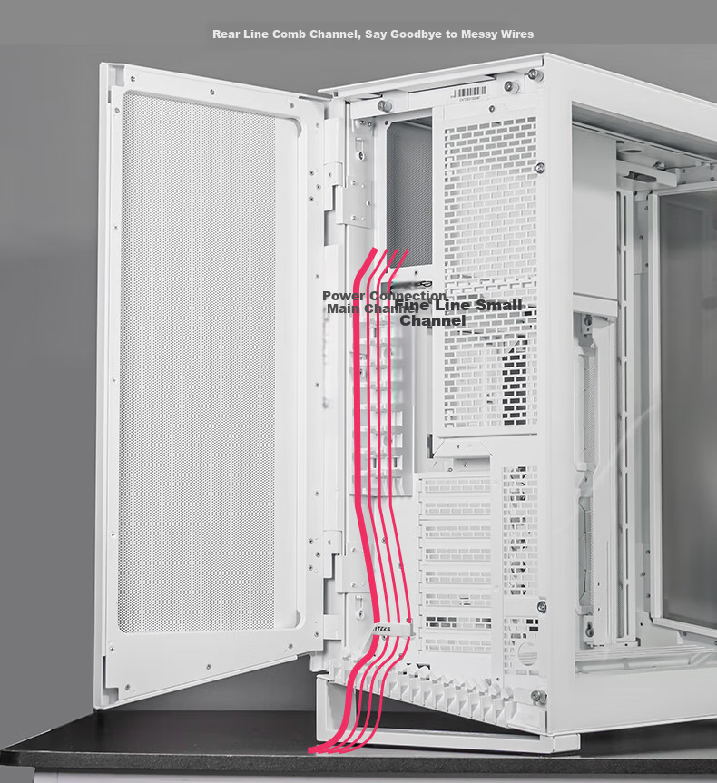 PHANTEKS NV7 White Panoramic View, Pillarless Panoramic Case (Replaceable I/O Ports, Supports 3x360 Water Cooling, ARGB Dual Long Graphics Cards, Dual Channel Light Control) 21