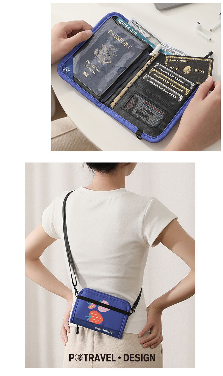 Bonayun Neck Strap Passport Holder, Ticket Holder, Protective Case, RFID Anti-Theft Document Holder, Travel Organizer Bag for International Trips, Crossbody Bag 4