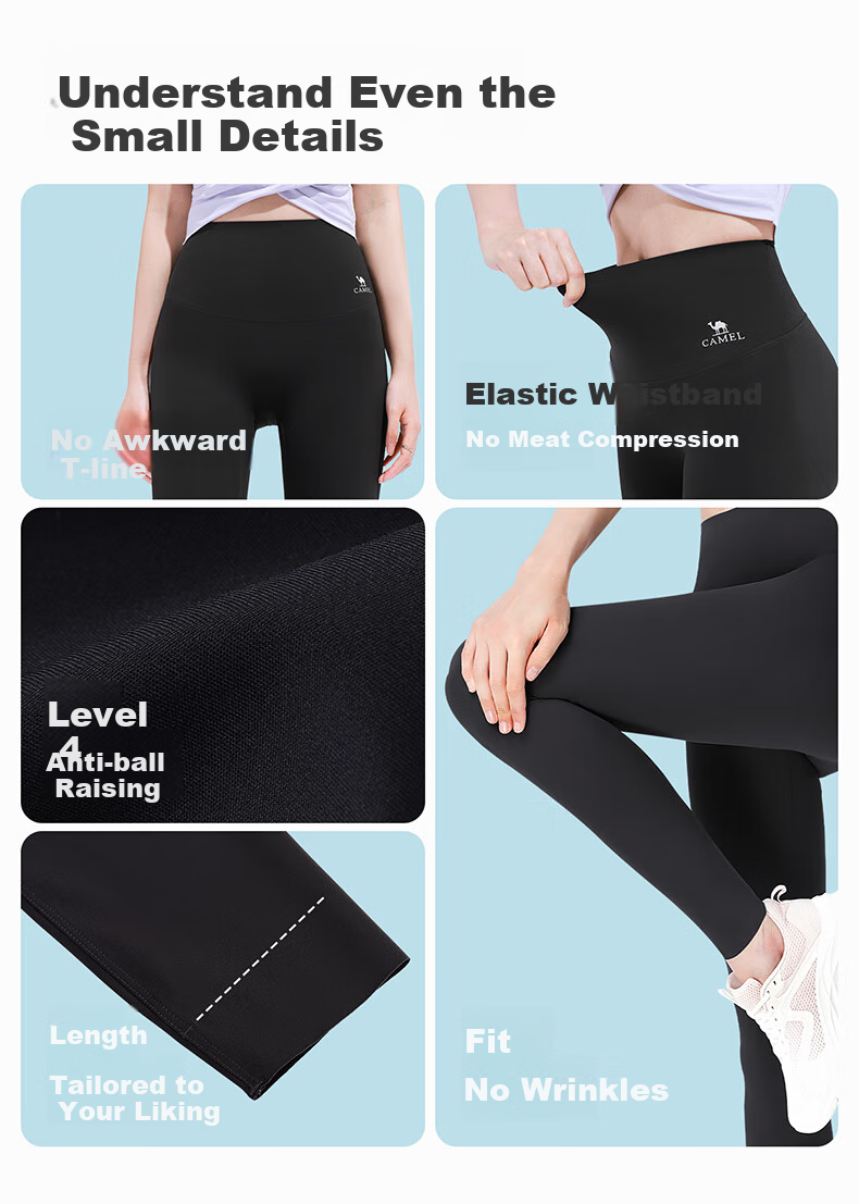 CAMEL Sun Protection Shark Leggings for Women, Elastic Yoga Fitness Running Sports Pants Y25CY1L7005 Phantom Black L 16