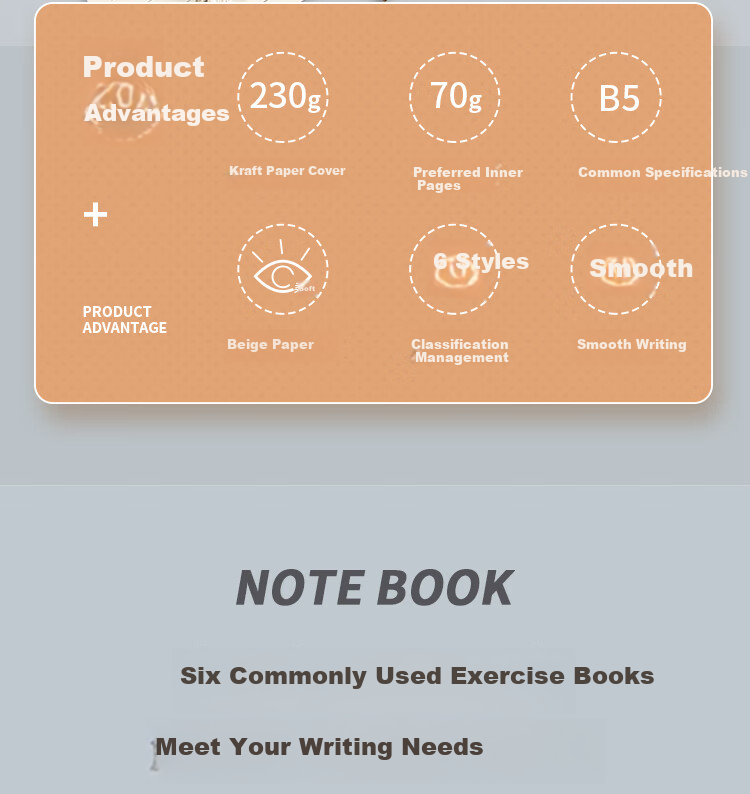 GuangBo B5/40 Sheets, 80 Pages Student Subject Notebook, Classroom Journal, Error Correction Notebook, Study Supplies, Math Book, 4-Pack, FB61101 3