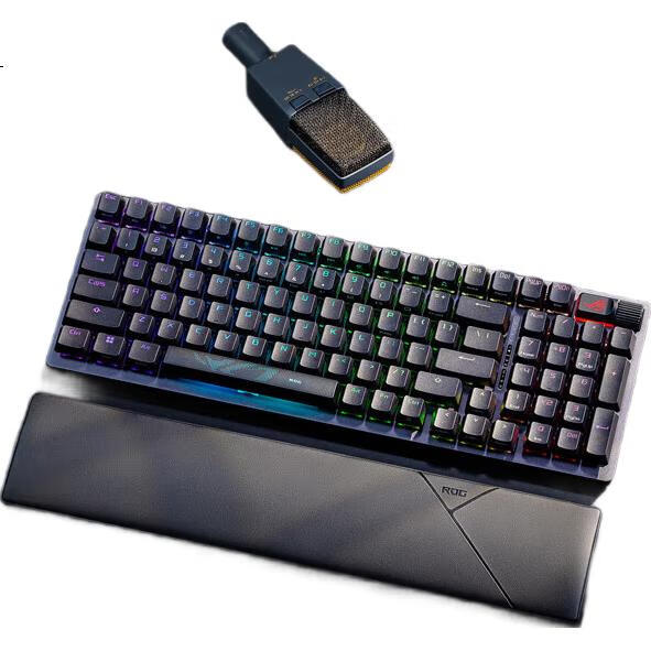 ROG Warrior 2 98 Беспроводная механическая клавиатура, проводное/беспроводное/Bluetooth тройное подключение, 96-клавишная раскладка, переключатели NX Ice Storm Gray, RGB, горячая замена