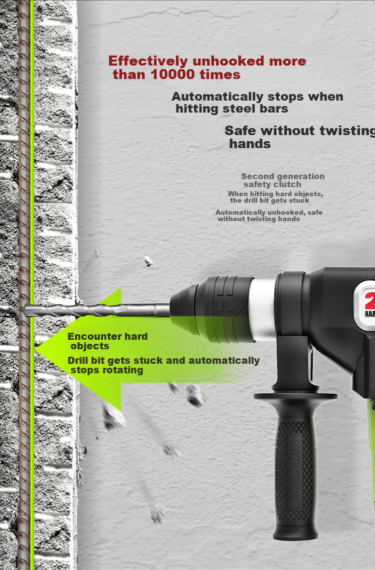 WORX 1200W Rotary Hammer WU328 High-Power Impact Drill for Concrete, Power Tool 7