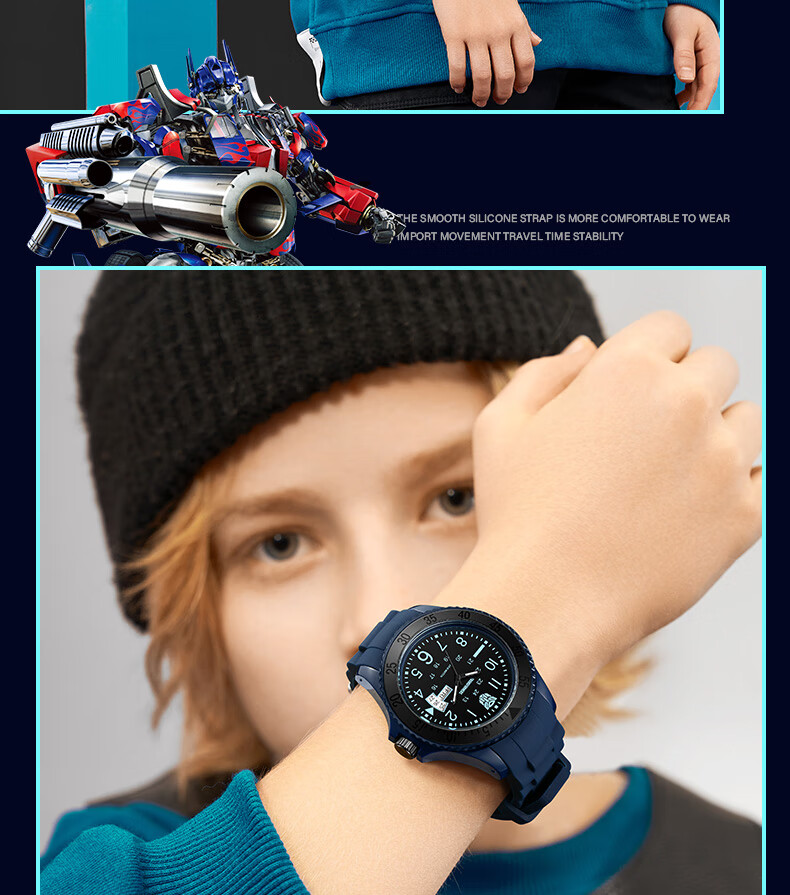 ZGO X Transformers Children's Watch for Boys, Elementary School Students' Electronic Watch, Only Shows Time, 5371 Black 16