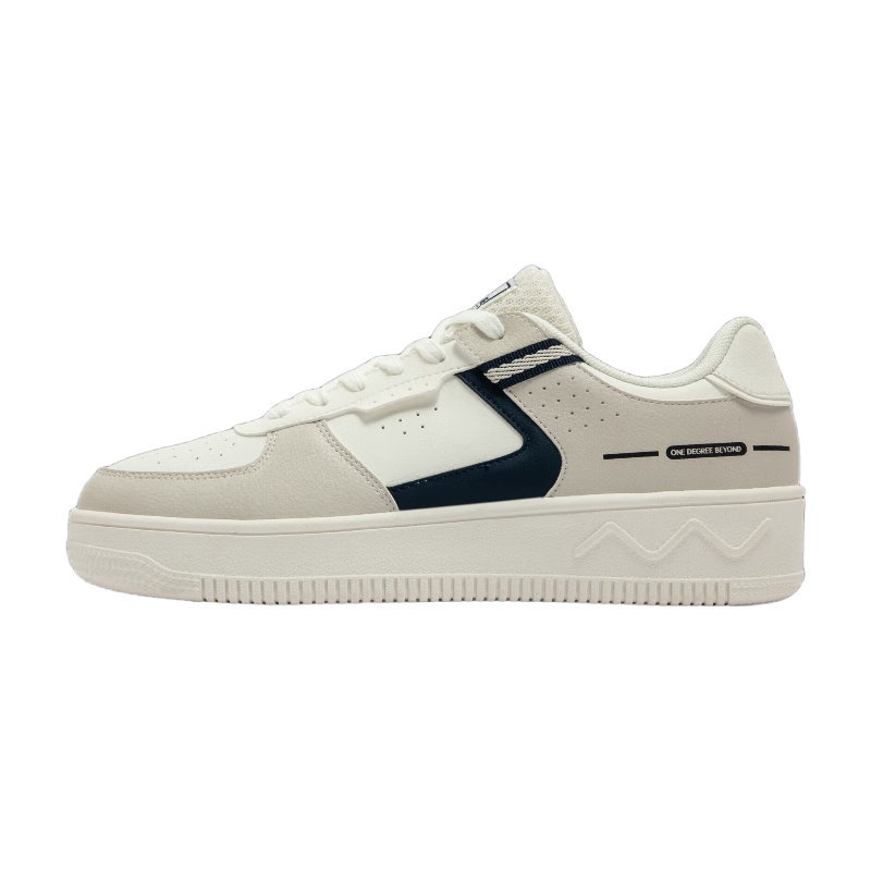 361° Men's Sports Shoes, Air Force One Retro Thick-Soled Height-Increasing White Sneakers, Casual Versatile Skateboard Shoes, 672426615-5