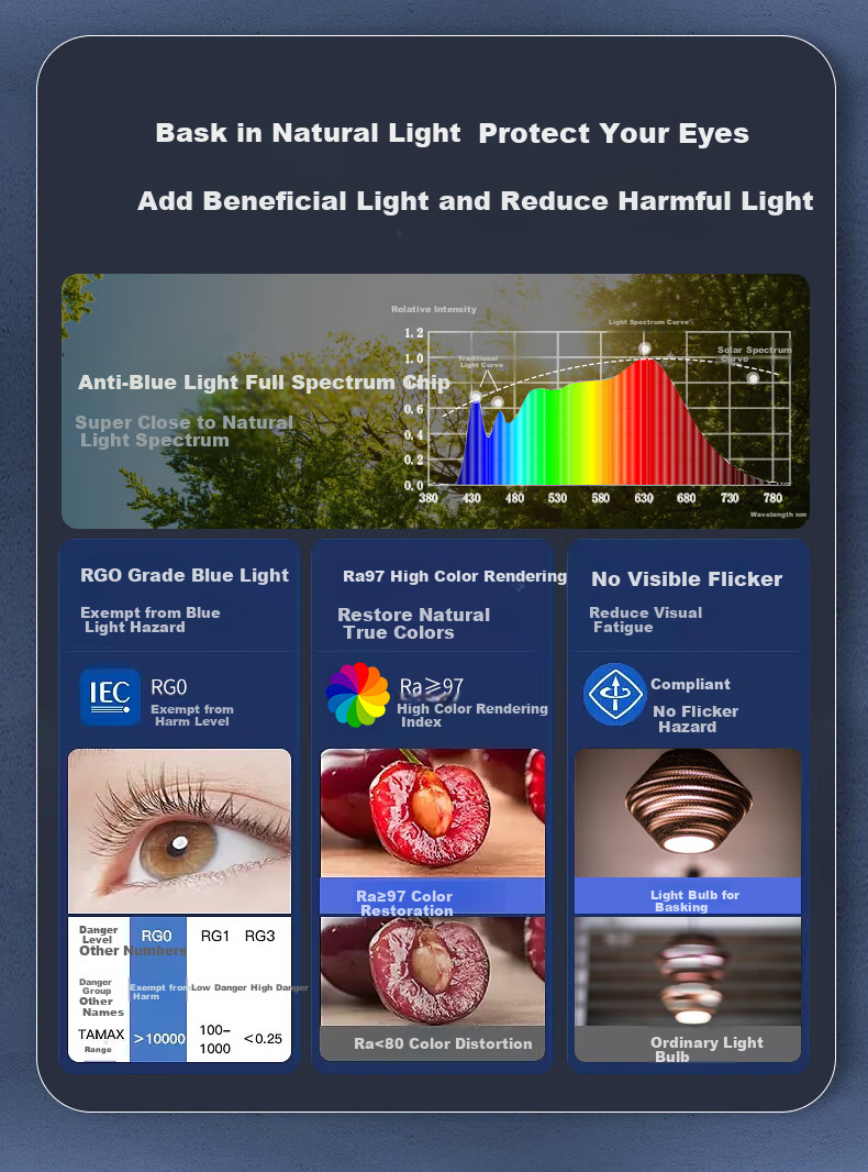 Foshanzhaoming LED Bulb, Ra97 Energy-Efficient Globe Bulb, Exempt-Level Blue Light, E27 Large Screw Base, Light Source, 7W White Light 1