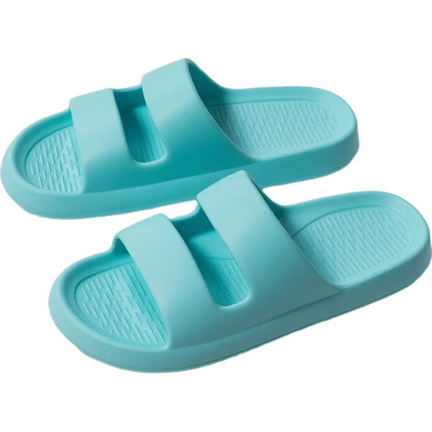 JD Original [4cm Thick Sole] Slip-On Slippers, EVA Odor-Resistant, Double Strap, Indoor Home Use for Women, Iceland Blue, Size 37-38
