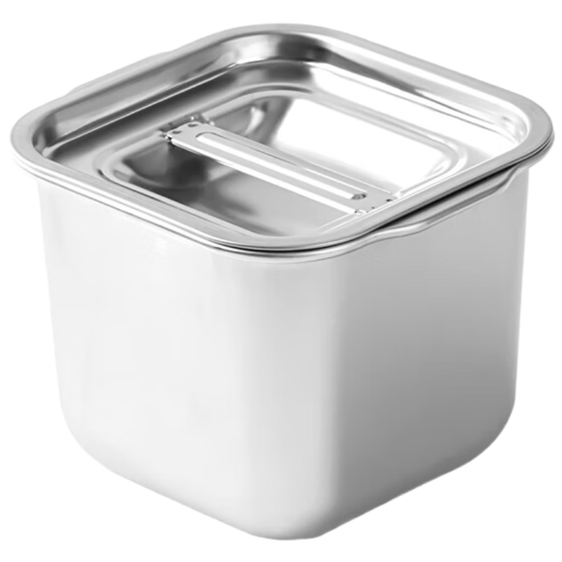 BJ Stainless Steel Seasoning Container, Lard Jar, Chili Oil Container, Household Kitchen Sauce Bowl, Spice Storage Box, Square Condiment Container