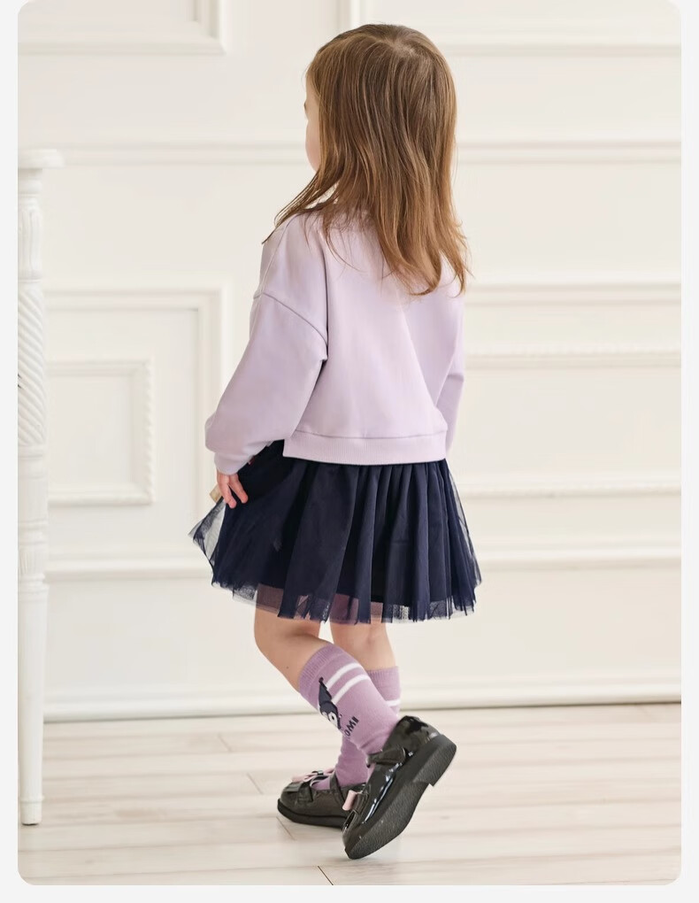 DAVE & BELLA Kuromi Collaboration Children's Mid-Calf Socks, Girls' Autumn School-Style Socks, Stylish 5