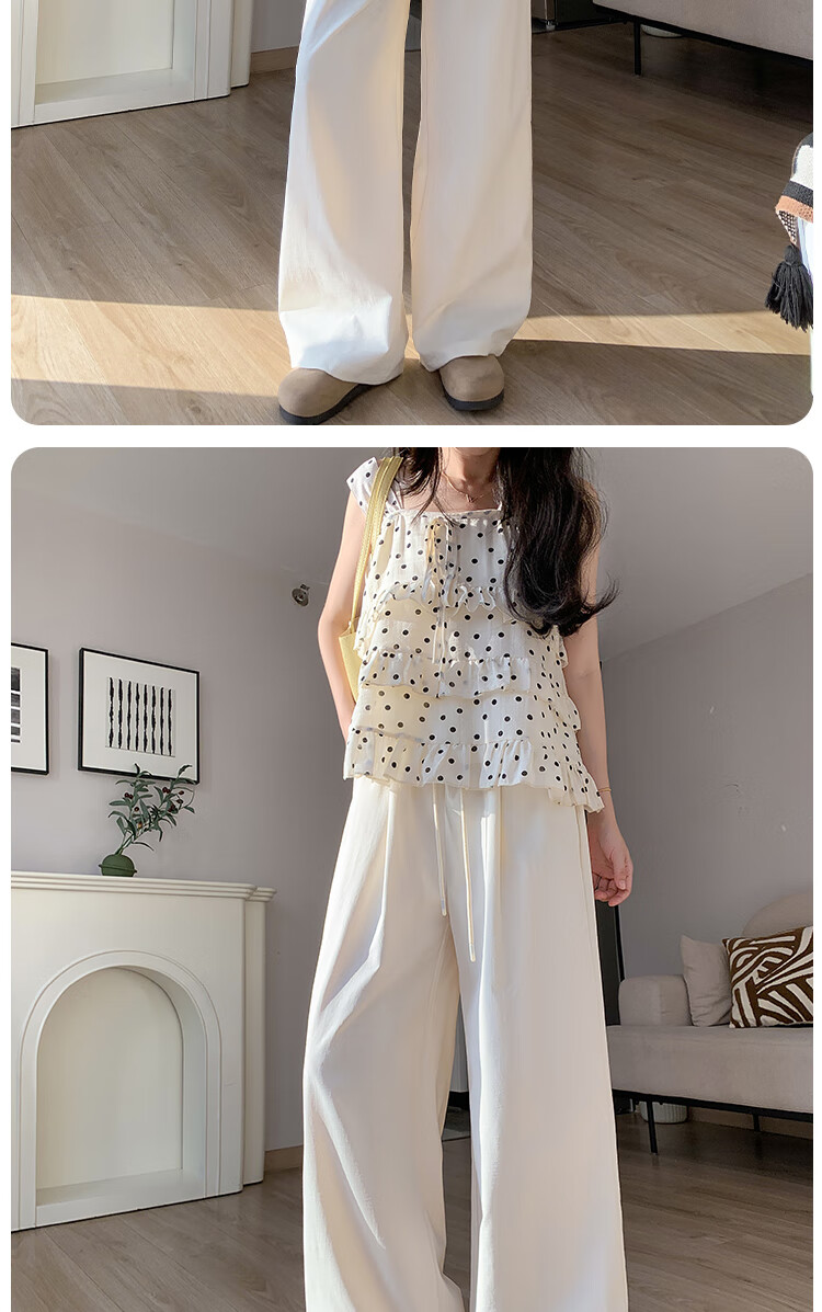BOPRUIEY Women's Casual Summer Pants 2025 Thin High Waist Draped Loose Quick-Dry Straight-Leg Wide-Leg Lazy Style Ice Silk Pants 26