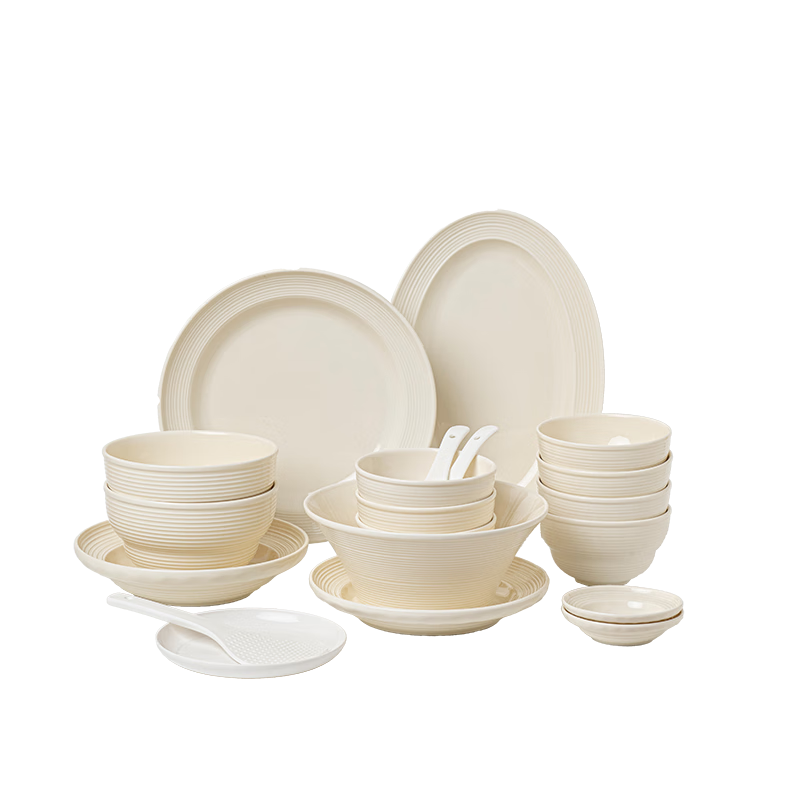 JD Jingzao Complete Dinnerware Set Ceramic Sea Sound 62-Piece Bowl and Plate Set Housewarming Gift