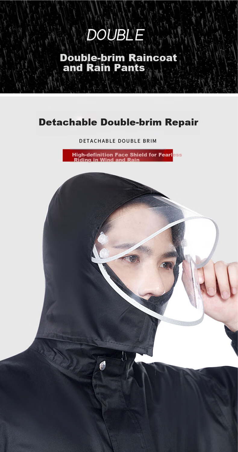 Dipuer Raincoat for Food Delivery Riders, Heavy-Duty Electric Bike Adult Two-Piece Raincoat, Motorcycle Suit for Men And Wome 6